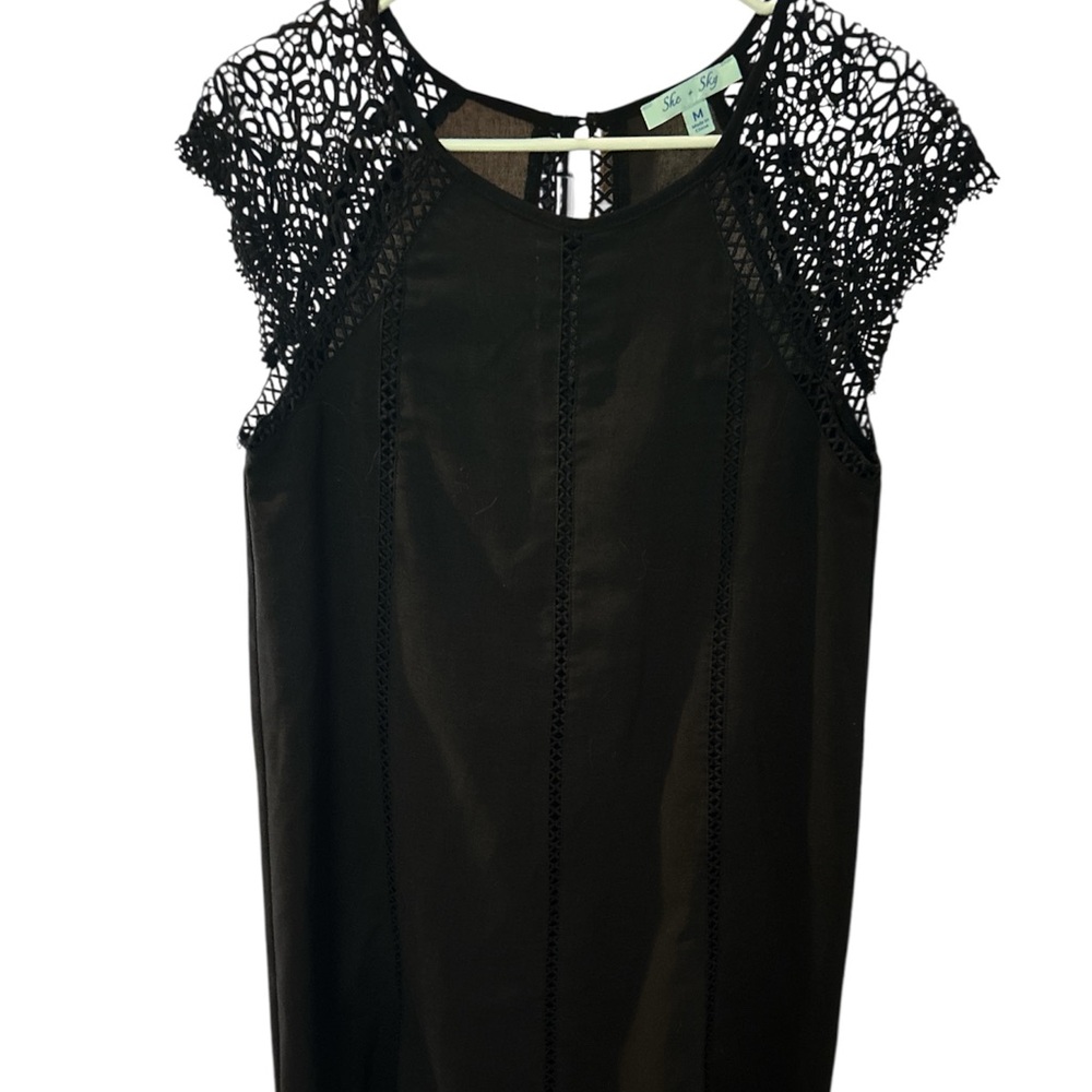 She + Sky Black Lace Sleeve Dress PTP 18 L 34